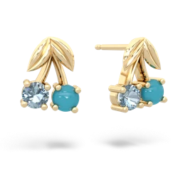 Aquamarine Sweet Cherries 14K Yellow Gold earrings E7001