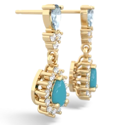 Aquamarine Halo Pear Dangle 14K Yellow Gold earrings E1882