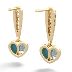 Aquamarine Filligree Heart 14K Yellow Gold earrings E5070