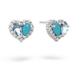 Aquamarine Halo 14K White Gold earrings E7008