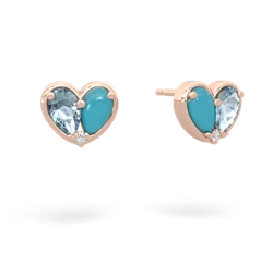 Aquamarine 'Our Heart' 14K Rose Gold earrings E5072