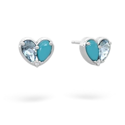 Aquamarine 'Our Heart' 14K White Gold earrings E5072