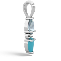 Aquamarine Bowtie Drop 14K White Gold pendant P0865