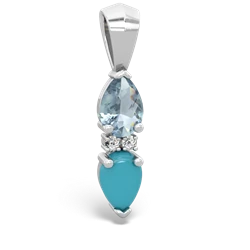 Aquamarine Bowtie Drop 14K White Gold pendant P0865