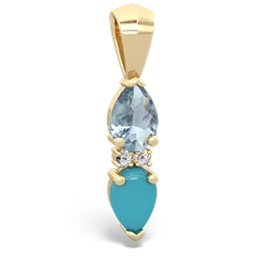 Aquamarine Bowtie Drop 14K Yellow Gold pendant P0865