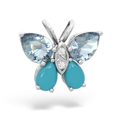 Aquamarine Butterfly 14K White Gold pendant P2215