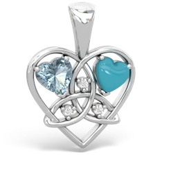 Aquamarine Celtic Trinity Heart 14K White Gold pendant P5331