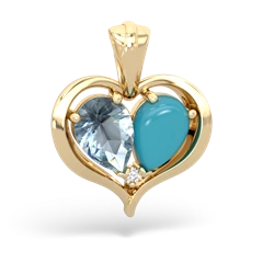 Aquamarine Two Become One 14K Yellow Gold pendant P5330