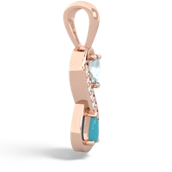 Aquamarine Diamond Infinity 14K Rose Gold pendant P5390