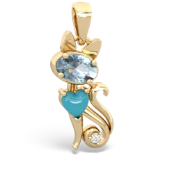 Aquamarine Kitten 14K Yellow Gold pendant P5780