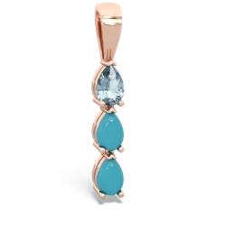 Aquamarine Dew Drops 14K Rose Gold pendant P2251