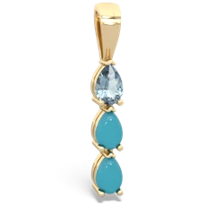 Aquamarine Dew Drops 14K Yellow Gold pendant P2251