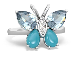 Aquamarine Butterfly 14K White Gold ring R2215