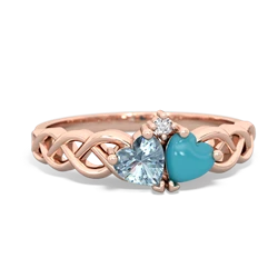 Aquamarine Heart To Heart Braid 14K Rose Gold ring R5870