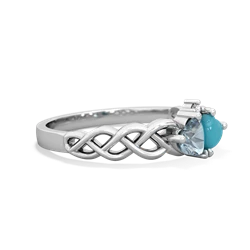 Aquamarine Heart To Heart Braid 14K White Gold ring R5870