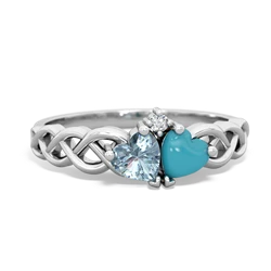 Aquamarine Heart To Heart Braid 14K White Gold ring R5870