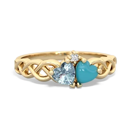 Aquamarine Heart To Heart Braid 14K Yellow Gold ring R5870