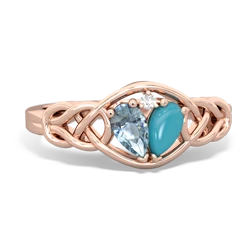 Aquamarine Celtic Love Knot 14K Rose Gold ring R5420