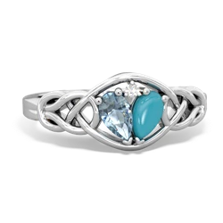 Aquamarine Celtic Love Knot 14K White Gold ring R5420