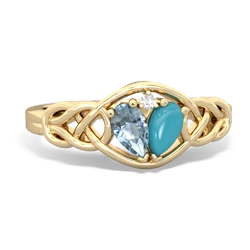 Aquamarine Celtic Love Knot 14K Yellow Gold ring R5420