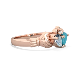 Aquamarine 'Our Heart' Claddagh 14K Rose Gold ring R2388