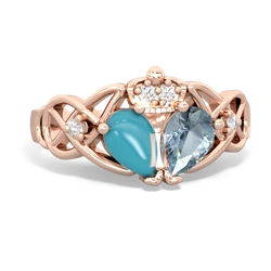 Aquamarine 'One Heart' Celtic Knot Claddagh 14K Rose Gold ring R5322