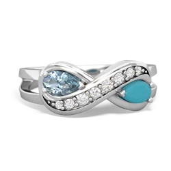 Aquamarine Diamond Infinity 14K White Gold ring R5390