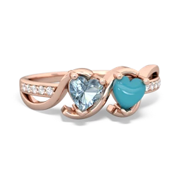 Aquamarine Side By Side 14K Rose Gold ring R3090