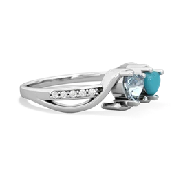 Aquamarine Side By Side 14K White Gold ring R3090