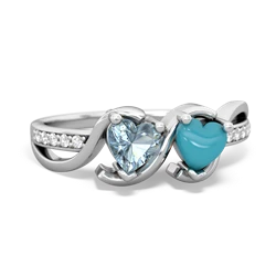 Aquamarine Side By Side 14K White Gold ring R3090