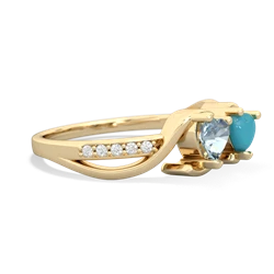 Aquamarine Side By Side 14K Yellow Gold ring R3090