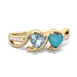 Aquamarine Side By Side 14K Yellow Gold ring R3090