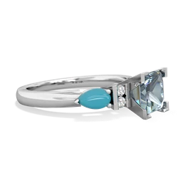 Aquamarine 6Mm Princess Eternal Embrace Engagement 14K White Gold ring C2002