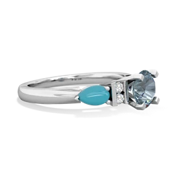 Aquamarine 6Mm Round Eternal Embrace Engagement 14K White Gold ring R2005