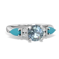 Aquamarine 6Mm Round Eternal Embrace Engagement 14K White Gold ring R2005