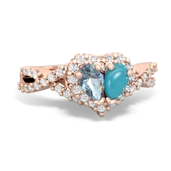 Aquamarine Diamond Twist 'One Heart' 14K Rose Gold ring R2640HRT