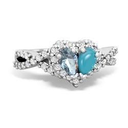 Aquamarine Diamond Twist 'One Heart' 14K White Gold ring R2640HRT