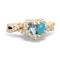 Aquamarine Diamond Twist 'One Heart' 14K Yellow Gold ring R2640HRT