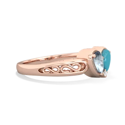 Aquamarine Filligree 'One Heart' 14K Rose Gold ring R5070