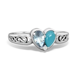 Aquamarine Filligree 'One Heart' 14K White Gold ring R5070