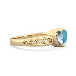 Aquamarine Filligree 'One Heart' 14K Yellow Gold ring R5070