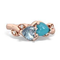 Aquamarine Floral Elegance 14K Rose Gold ring R5790