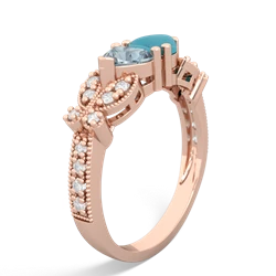 Aquamarine Diamond Butterflies 14K Rose Gold ring R5601