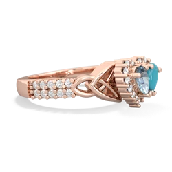 Aquamarine Celtic Knot Two Hearts As One 14K Rose Gold ring R2644HRT