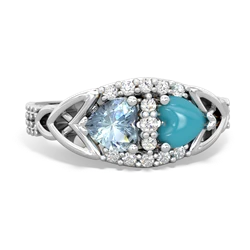 Aquamarine Sparkling Celtic Knot 14K White Gold ring R2645