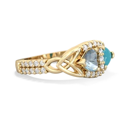 Aquamarine Sparkling Celtic Knot 14K Yellow Gold ring R2645