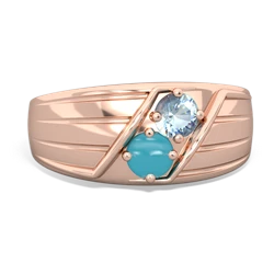 Aquamarine Men's Streamline 14K Rose Gold ring R0460