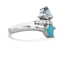 Aquamarine Heart To Heart 14K White Gold ring R2064