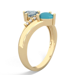 Aquamarine Heart To Heart 14K Yellow Gold ring R2064