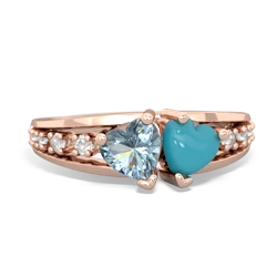 Aquamarine Heart To Heart 14K Rose Gold ring R3342